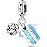 Nbsameng S925 Sterling Silver Soccer Charms Bead Compatible for Pandora Bracelets and Necklaces, DIY Jewelry for Women, Soccer