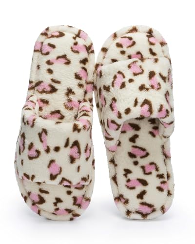 NineCiFun Slippers Women Men Open Toe House Slides PinkLeopard Women 10 11 at Amazon