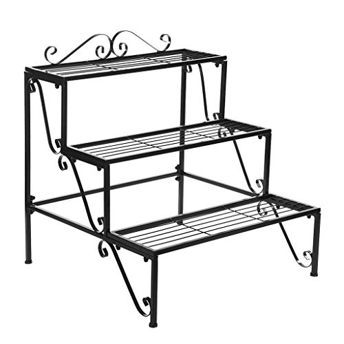 Samury 3 Tier Metal Potted Plant Stand, Flower Pot Rack Indoor Outdoor Iron Art Planter Holders Garden Steel Pots Containers Shoes Organizer (US Shipping)