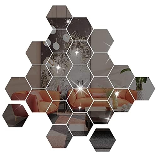 NAILDOKI DIY Wall Decals Acrylic Mirror Sticker Set 36 Pcs, Hexagon Mirror Wall Stickers for Living Room Bedroom Decor (Black) — image 1