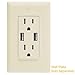 TOPGREENER TU2152A-LA Power Outlet USB, 2.1A Dual USB Charger Outlet 15A Duplex Tamper Resistant Receptacle, Light Almond