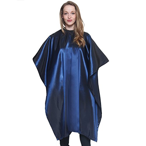 Blue Iridescent Salon Cape with snaps Professional Quality 45 inch X 60 inch Heavy Duty Material Extra Long Durability For Barbershop and Beauty Shop Use Long Lasting and Specialized (NAVY BLUE)