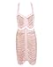 UONBOX Women's Sexy Sheer Mesh See Through Low Open Back Fringed Strappy Tassel Bandage Dress for Night Party