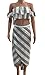 YOMISOY Women's Sexy Ruffle Off The Shoulder Striped 2 Piece Set Outfit Crop Top Skirt Dress