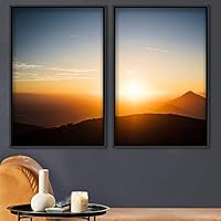 2 Piece Framed Canvas Wall Art Sunset in The Mountains Canvas Prints Home Artwork Decoration for Living Room,Bedroom - 16