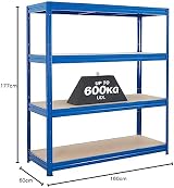 BiGDUG Heavy Duty Garage Shelving Unit 4 Tier 600kg per Shelf 2400kg Bay view 3