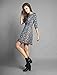 Allegra K Women's Floral Prints 3/4 Sleeves Round Neck A Line Dress L Navy Blue