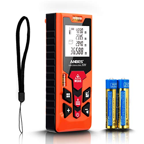 Anbes Laser Measure 196Ft/M/In/Ft+In Mute Laser Distance Measure with 2 Bubble Levels, Backlit Dispaly, Pythagorean Mode,Area,Volume Calculation,Continuous/Single-distance Measurement Battery Included - Thumbnail 7
