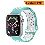 YC YANCH Greatou Compatible for Apple Watch Band,Soft Silicone Sport Band Replacement Wrist Strap Compatible for iWatch Series 5/4/3/2/1,Nike+,Sport,Edition,38mm 40mm M/L,Marine Green White