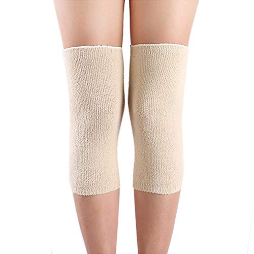 1 Pair Polyester Athletics Elastic Knee Compression Sleeves Knee Brace Support Pad Leg Knee Warmer for Pain and Arthritis Relief Runing Football Dancing Basketball (Skin Color)