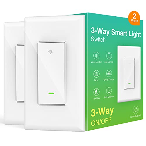 OHMAX Smart Light Switch, 3 Way 2.4GHz WiFi Smart Switch Compatible