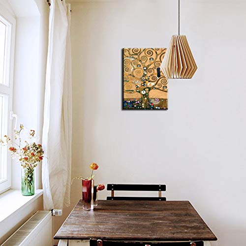 Canvas Wall Art -Tree of Life by Gustav Klimt Painting Print-24”x36“” Classic Art Reproductions Canvas Print Artwork Framed for Home Living Room Decor Ready to Hang