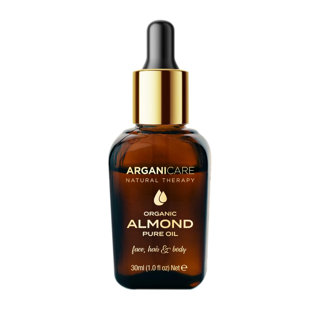 Arganicare | Sweet Almond Organic Oil 3-in-1 | Skin, Hair & Nails Care | Cold-Pressed Formula | Dry Skin Comfort | 30 ml