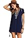 Milumia Women's Boho Lace Up Embroidered Front Shift Dress