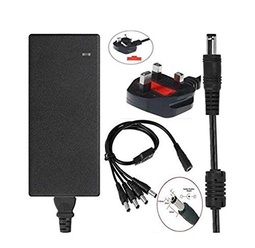 BW 12V 3A 36W DC Power Supply 100-240V AC to 12V DC 3Amp 36Watt Wall Plug LED Transformer with a 4 Way CCTV Power Splitter Cable for CCTV Cameras,LCD TFT Monitors,LED Strip Light and More