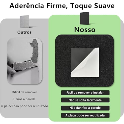 Quadro de Cortiça Feltro 120x90, GODREAM Quadro de Aviso, Mural de Recado Fotos Grande, Placa de Cortiça Autoadesivo, Organizador de Parede para Escritório, Casa, Escola, 12 peças (Preto)