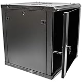 NavePoint 12U Deluxe IT Wallmount Cabinet Enclosure 19-Inch Server Network Rack with Locking Glass Door 24-Inches Deep Black