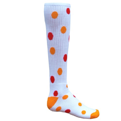 Red Lion Spots Athletic Knee High Sport Socks ( White / Gold / Red - Medium )