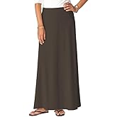 Baby'O Women's Stretch Cotton Knit Western Style A-Line Maxi Skirt with Jeans-Style Front Pockets