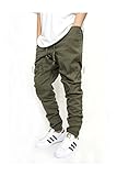 URBANJ MEN'S OLIVE TWILL DROP CROTCH JOGGER PANTS