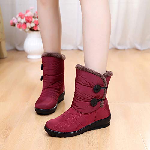 Teresamoon Women's Ladies Winter Waterproof Short Snow Boots Footwear Warm Shoes (Red/36)