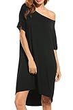 HOTOUCH Women Causual Short Batwing Sleeve off Shoulder Loose T Shirt Dress