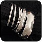 Jumwrit 6pcs Chunky Bangle Bracelets Set for Women Dainty Stackable Wide Wrist Cuff Wrap Bracelet Trendy Statement Thick Bracelets Jewelry Gift