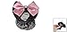 Rosallini Women Pink Black Ruffled Bowtie Decor Barrette Hair Clip Snood Net