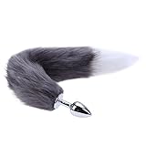 iEFiEL Animal Anal Cram Costume Metal Butt Fox Tail Plug (Black)