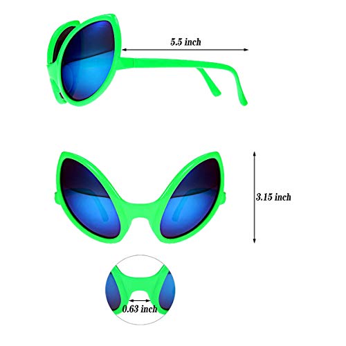4 Pairs Green Plastic Alien Glasses Alien Sunglasses and 4 Pieces Martian Antenna Headband Boppers Green Ball Headband Boppers for Halloween Kids Cosplay Party Decoration