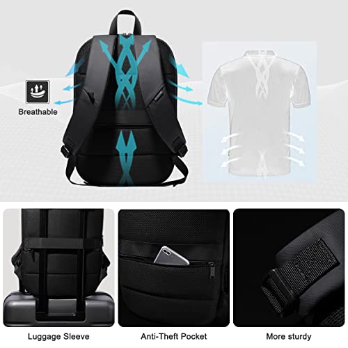 HEROIC KNIGHT 17 Inch Lightweight Expandable Anti-Theft Waterproof Functional Laptop Backpack for Men Elegant Leisure School Business with USB Port 27L (Black)