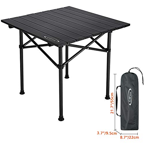 G4Free Lightweight Aluminum Folding Table Camp Square Roll Up Top Compact Tables for Outdoor Hiking Camping Picnic with Carry Bag
