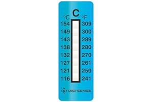 Digi-Sense Irreversible 8-Point Vertical Temperature Label, 240-310F/116-154C; 25/Pk