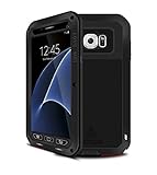 Galaxy S7 Case,Mangix Love Mei [Newest] Gorilla Glass Luxury Aluminum Alloy Protective Metal Water Resistant Shockproof Military Bumper Heavy Duty Cover Shell Case for Samsung Galaxy S7 (Black)