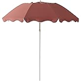 DEER LAND 7.2FT Patio Beach Umbrella, UPF 50+ Sun Protection, Adjustable Height and Tilt, Wind-Resistant Fiberglass Ribs, Portable 2-Fold Design, Includes Carry Bag, Base Not Included