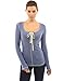 PattyBoutik Women's Scoop Neck Lace Up Long Sleeve Blouse