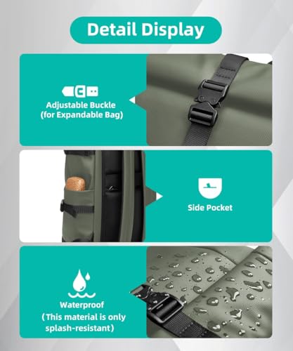 GYakeog Rolltop Backpack Large 33L Waterproof Laptop Backpack Men Women 15 Inch School Backpack Lightweight Bicycle Backpack Anti-Theft Sports Backpack for Travel Cycling University Leisure Green