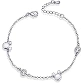 Marsgoo Mouse Bowknot Butterfly Bracelet Cubic Zirconia Adjustable Chain Hand Wrist Bracelets Cute Jewelry Gifts for Women