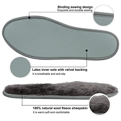 riemot Men's Sheepskin Insoles Winter Boot Inserts Premium Extra Thick