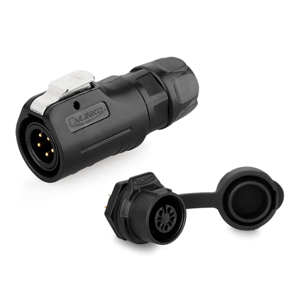 CNLINKO LP-12 Industrial Waterproof Connector IP68 Circular Connector Quick Plugging Aviation Connector PBT Plastic Shell Connector Fast Release Connector M12 2-8 Pin Threaded Socket (5 Pin)