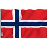 Anley Fly Breeze 3x5 Foot Norway Flag - Vivid Color and UV Fade Resistant - Canvas Header and Double Stitched - Norwegian Nordmann National Flags Polyester with Brass Grommets 3 X 5 Ft
