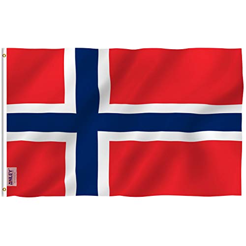 Anley Fly Breeze 3x5 Foot Norway Flag - Vivid Color and UV Fade Resistant - Canvas Header and Double Stitched - Norwegian Nordmann National Flags Polyester with Brass Grommets 3 X 5 Ft