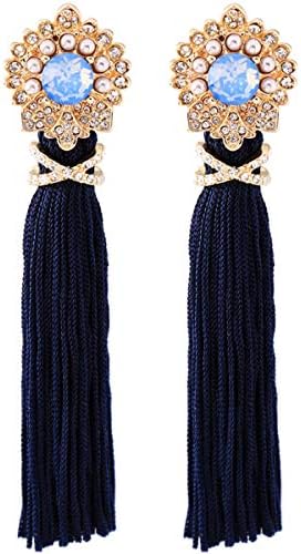 Women Vintage Earring Hollow Crystal Tassel Dangle Stud Earrings