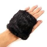 LOCOMO Women Girl Hand Warmer Fingerless Faux Fur Hair Gloves FAF035BLK Black