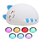 Night Light for Kids, Baby Cute Cat Soft Silicone Animal Nursery Night Lamp, Tap Control Color Changing Bedroom Breastfeeding Nightlight Kitty Lamp Gift for Newborn Toddler Children Girls Gifts (Blue)