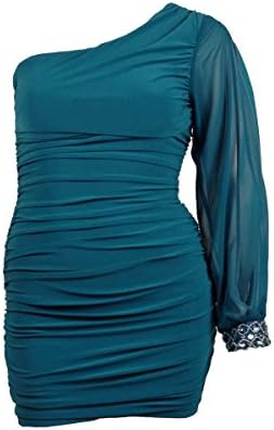 City Studio Womens Jewled Ruched Clubwear Dress Blue L