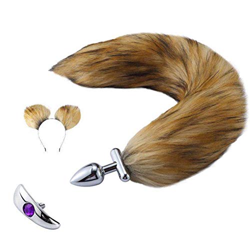 Stainless Steel deformable Anal Sex Toys Anal Sex Toys Anal Stimulator Sex Games Female Anal Fox’s Tail Tail Butt Plug Stimulator Role with Replacement of Anal Plug Head can be Used for SM Adult Game