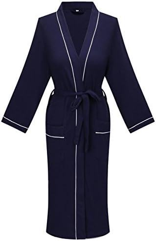 AIEM Men's Long Moderate Thickness Walf-checks Bathrobes With Belt