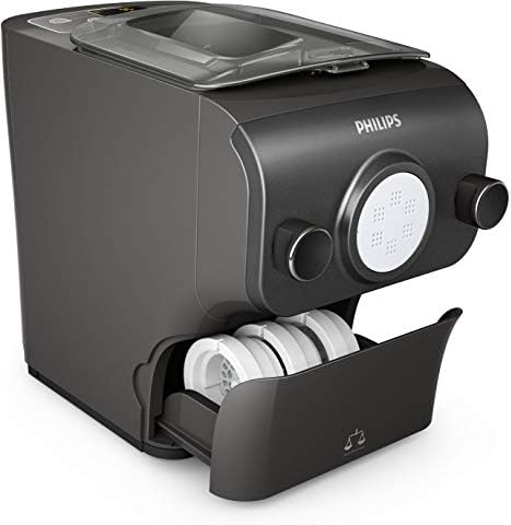 Philips HR2382/15 Machine à pâtes automatique, balance intégrée, 8 disques de forme, Gris - Livre de recettes uniquement disponible en Anglais, Allemand et Italien - Cuisine A Vivre Philips HR2382/15 Machine à pâtes automatique, balance intégrée, 8 disques de forme, Gris - Livre de recettes uniquement disponible en Anglais, Allemand et Italien