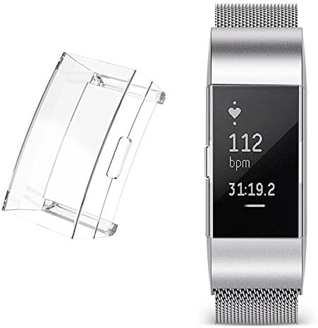 Ultra Slim Soft Full Cover Case for Fitbit Charge 2, Crystal, TPU Protective Cases Frame Shockproof Cover Shell Accessories for Fitbit Charge 2 Smart Watch (1pcs)
